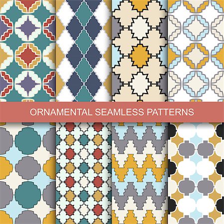 simsearch:400-07918887,k - Collection of seamless colorfiul geometric ornamental patterns. Stock Photo - Budget Royalty-Free & Subscription, Code: 400-08508489