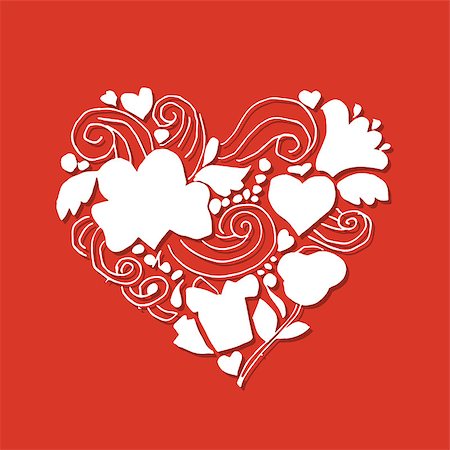 simsearch:400-08495448,k - Love, valentine heart, sketch for your design. Vector illustration Stock Photo - Budget Royalty-Free & Subscription, Code: 400-08500168
