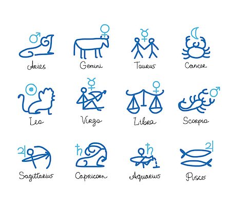 Zodiac signs collection for your design. Vector illustration Foto de stock - Super Valor sin royalties y Suscripción, Código: 400-08500169