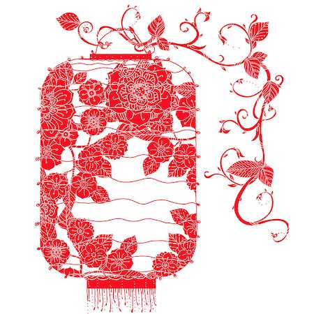 Chinese Lantern hang on tree red on white background Foto de stock - Super Valor sin royalties y Suscripción, Código: 400-08500161