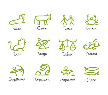 Zodiac signs collection for your design. Vector illustration Foto de stock - Super Valor sin royalties y Suscripción, Código: 400-08500171