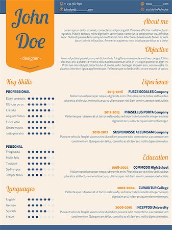 simsearch:400-08613337,k - Modern resume cv curriculum vitae template with orange ribbon Stock Photo - Budget Royalty-Free & Subscription, Code: 400-08500397