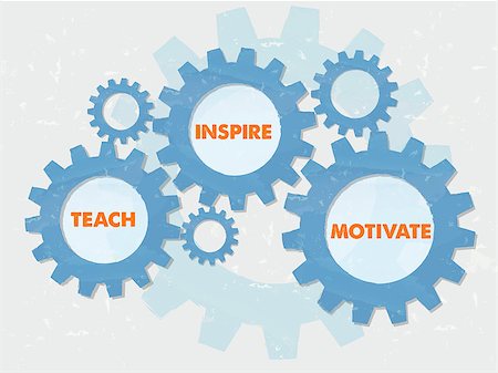 simsearch:400-08499735,k - teach, inspire, motivate - text in colored grunge flat design gear wheels, education motivation concept words Foto de stock - Super Valor sin royalties y Suscripción, Código: 400-08500402