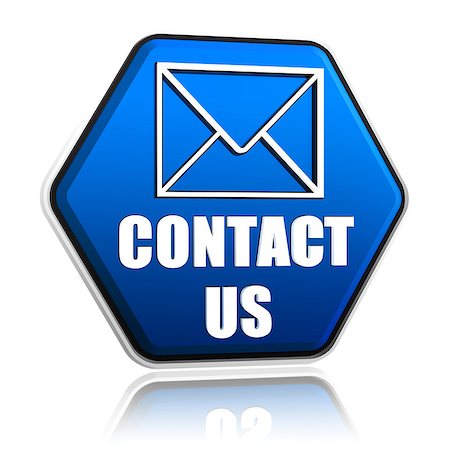 simsearch:700-05974043,k - contact us envelope symbol, 3d blue hexagon button with text, business concept Photographie de stock - Aubaine LD & Abonnement, Code: 400-08500538