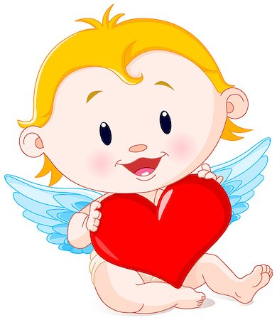 simsearch:400-08198192,k - Illustration of cute angel holds heart Photographie de stock - Aubaine LD & Abonnement, Code: 400-08500666