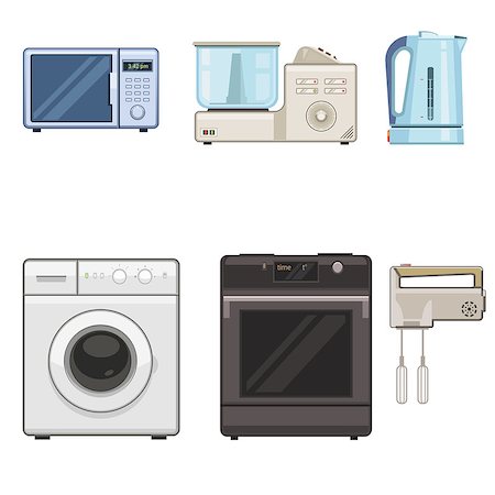 simsearch:400-04318383,k - Vector illustration of a six household appliances Stock Photo - Budget Royalty-Free & Subscription, Code: 400-08500692