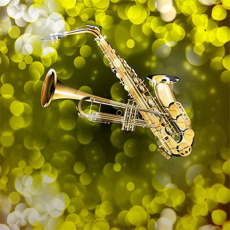 simsearch:400-07816696,k - Vector illustration of saxophone and trumpet on the background with flares. You can use any text as a poster, advertisement or separately. Foto de stock - Super Valor sin royalties y Suscripción, Código: 400-08500780