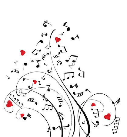 simsearch:400-08712484,k - vector illustration of musical notes with hearts Fotografie stock - Microstock e Abbonamento, Codice: 400-08500935