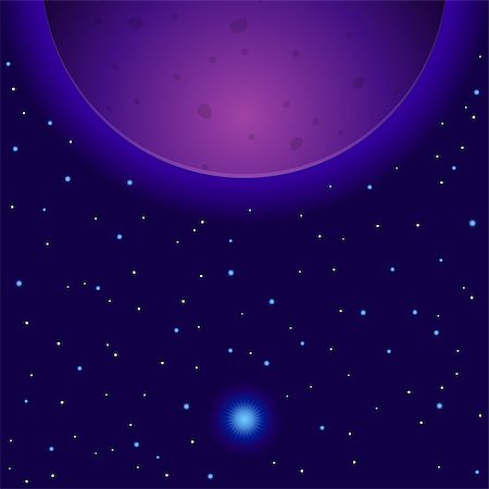 simsearch:400-09118109,k - Fantastic background, space, violet planet and sun. Vector Foto de stock - Royalty-Free Super Valor e Assinatura, Número: 400-08501010