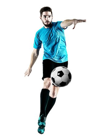 football man kicking white background - one caucasian Soccer player Man isolated on white backgound Stock Photo - Budget Royalty-Free & Subscription, Code: 400-08501099