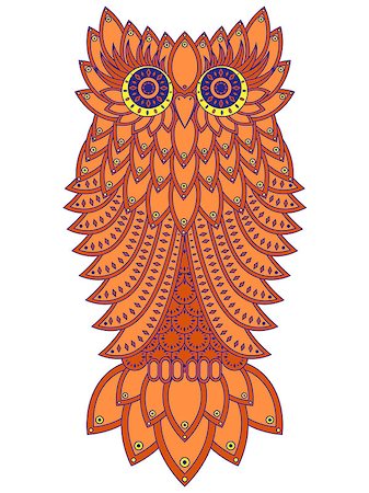 simsearch:400-04519224,k - Amusing big orange owl with geometric elements isolated on the white background, cartoon vector artwork Photographie de stock - Aubaine LD & Abonnement, Code: 400-08501157