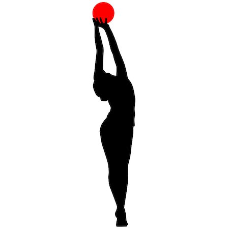 dancing black girl figure - Silhouette girl  gymnast with the ball. Vector illustration. Stock Photo - Budget Royalty-Free & Subscription, Code: 400-08501198