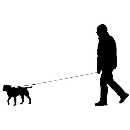 simsearch:400-04792278,k - Silhouette of people and dog a Vector illustration. Fotografie stock - Microstock e Abbonamento, Codice: 400-08501192