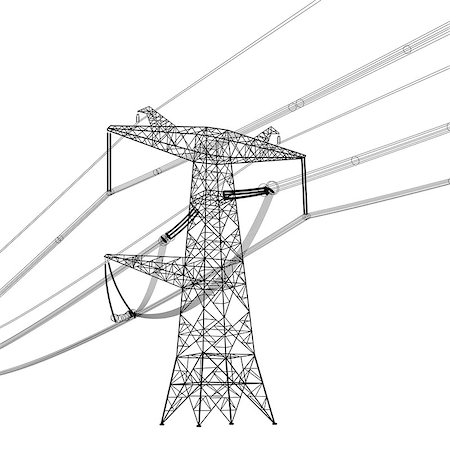 simsearch:400-06741736,k - Silhouette of high voltage power lines. Vector  illustration. Stock Photo - Budget Royalty-Free & Subscription, Code: 400-08501200