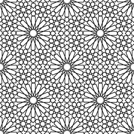 white and black mosaic moroccan zellige seamless. vector illustration Stock Photo - Budget Royalty-Free & Subscription, Code: 400-08501312