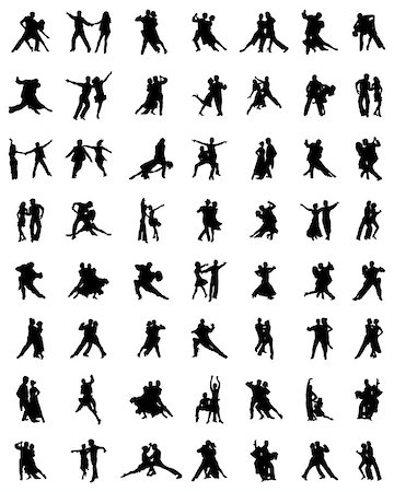 Black silhouettes of tango players, vector Stock Photo - Budget Royalty-Free & Subscription, Code: 400-08501359