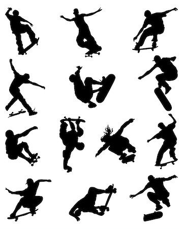 simsearch:400-05308347,k - Black silhouettes of skate jumpers, vector Stock Photo - Budget Royalty-Free & Subscription, Code: 400-08501360