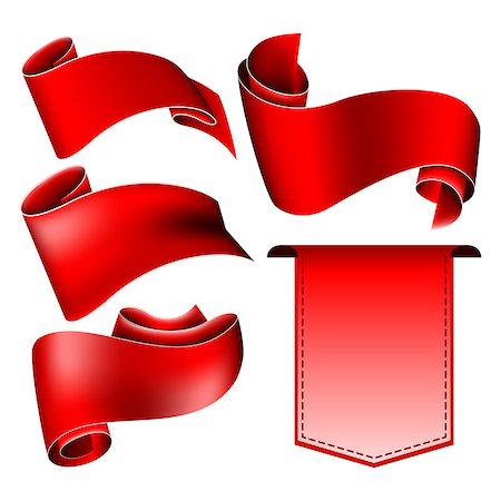 simsearch:400-08260320,k - Collection of 5 red ribbon. Vector illustration Photographie de stock - Aubaine LD & Abonnement, Code: 400-08501363