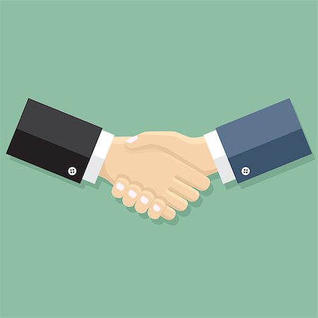 Businessmen handshake. vector illustration in flat design at green background. Also available as a Vector in Adobe illustrator EPS 8 format. Foto de stock - Royalty-Free Super Valor e Assinatura, Número: 400-08501390