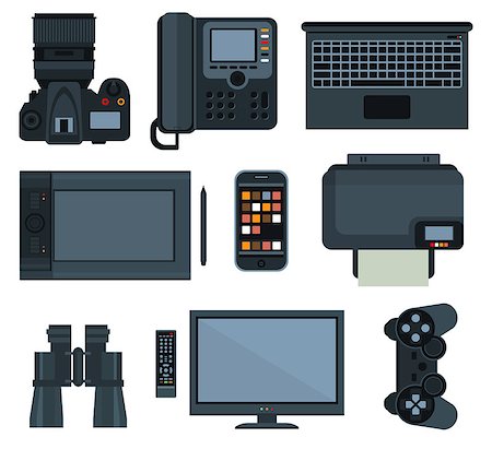 simsearch:400-08530598,k - Office equipment set of vector icon flat style Stock Photo - Budget Royalty-Free & Subscription, Code: 400-08501649