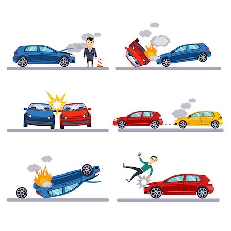 risk of death vector - Car accidents set on white background vectot illustration Stock Photo - Budget Royalty-Free & Subscription, Code: 400-08501722