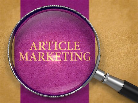 simsearch:400-07045079,k - Article Marketing Concept through Magnifier on Old Paper with Dark Lilac Vertical Line Background. 3D Render. Stock Photo - Budget Royalty-Free & Subscription, Code: 400-08501859