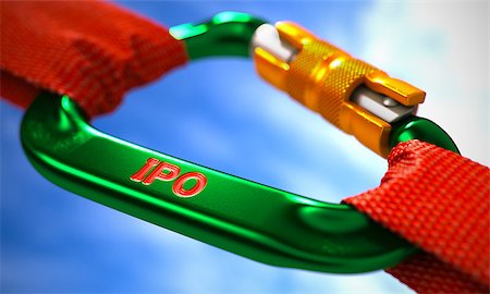 simsearch:400-07832378,k - Green Carabiner between Red Ropes on Sky Background, Symbolizing the IPO -  Initial Public Offering. Selective Focus. 3D Render. Photographie de stock - Aubaine LD & Abonnement, Code: 400-08501930