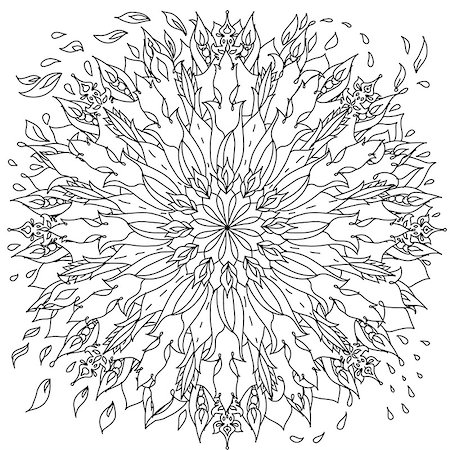simsearch:400-08616791,k - Floral ornament. Art mandala style.  Black and white background. Could be use  for adult coloring book  in zentart style. Foto de stock - Super Valor sin royalties y Suscripción, Código: 400-08502084