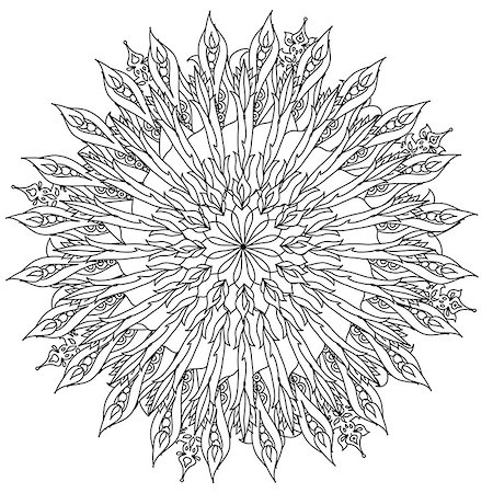 simsearch:400-08616791,k - Floral ornament. Art mandala style.  Black and white background. Could be use  for adult coloring book  in zentart style. Foto de stock - Super Valor sin royalties y Suscripción, Código: 400-08502081