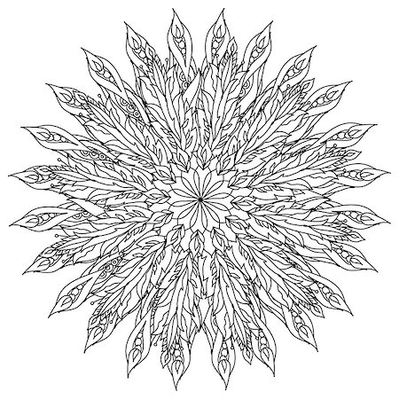 simsearch:400-08616791,k - Floral ornament. Art mandala style.  Black and white background. Could be use  for adult coloring book  in zentart style. Foto de stock - Super Valor sin royalties y Suscripción, Código: 400-08502082