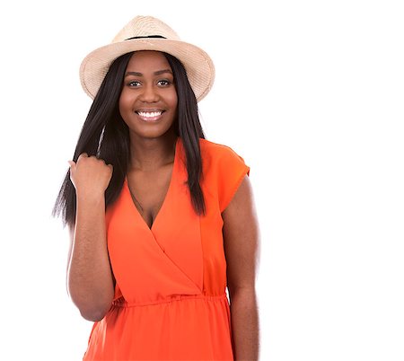 simsearch:400-07986693,k - young black woman wearing bright dress on white background Stock Photo - Budget Royalty-Free & Subscription, Code: 400-08502120