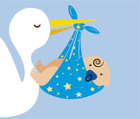 It is a vector illustration of a stork with baby Foto de stock - Super Valor sin royalties y Suscripción, Código: 400-08502170