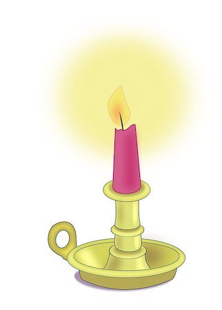 Illustration of a red candle in a brass candlestick. Foto de stock - Super Valor sin royalties y Suscripción, Código: 400-08502309