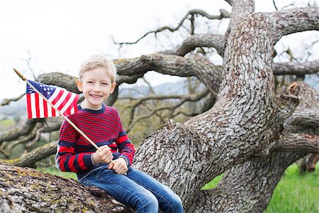 simsearch:400-07626725,k - portrait of cheerful patriotic boy holding american flag and celebrating 4th of july Photographie de stock - Aubaine LD & Abonnement, Code: 400-08502301