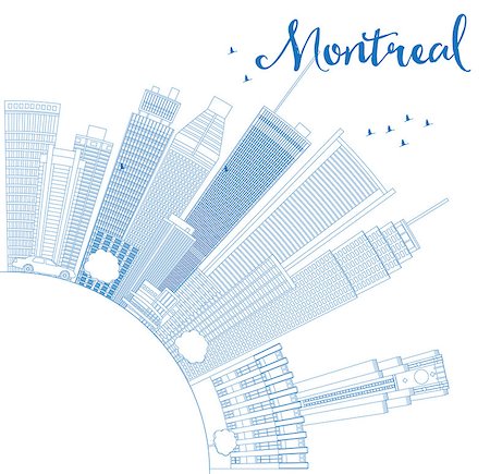 simsearch:400-08349420,k - Outline Montreal skyline with blue buildings and copy space. Vector illustration. Business travel and tourism concept with place for text. Image for presentation, banner, placard and web site. Stock Photo - Budget Royalty-Free & Subscription, Code: 400-08502355