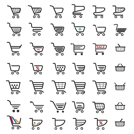 simsearch:400-08413489,k - Shopping cart icons set of 42 pictures for website Stock Photo - Budget Royalty-Free & Subscription, Code: 400-08502378