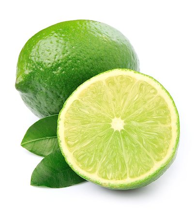 simsearch:400-03931888,k - Citrus lime fruits with leaves close up isolated on white Stock Photo - Budget Royalty-Free & Subscription, Code: 400-08502389