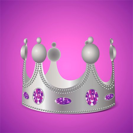 Silver crown with gems on purple background in photo realistic style - Vector illustration Foto de stock - Super Valor sin royalties y Suscripción, Código: 400-08502393