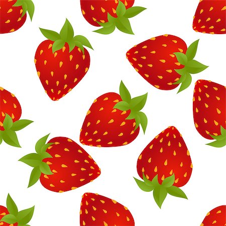 simsearch:400-09108602,k - Background of strawberries on white background. Seamless pattern. vector illustration Stock Photo - Budget Royalty-Free & Subscription, Code: 400-08502616