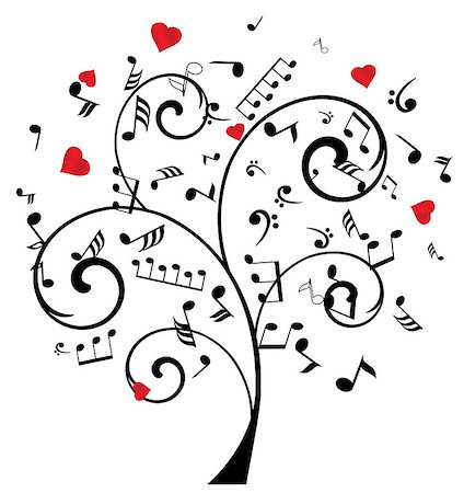 simsearch:400-08712484,k - vector illustration of a tree with musical notes and hearts Fotografie stock - Microstock e Abbonamento, Codice: 400-08502686