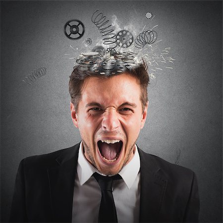 simsearch:400-09030070,k - Businessman screaming with springs jumping from head Fotografie stock - Microstock e Abbonamento, Codice: 400-08502720