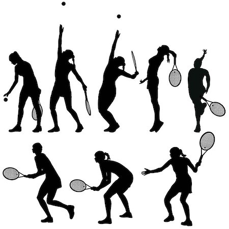 Tennis players silhouettes set Stock Photo - Budget Royalty-Free & Subscription, Code: 400-08502953
