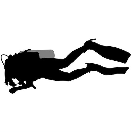 The Black silhouette scuba divers. Vector illustration. Stock Photo - Budget Royalty-Free & Subscription, Code: 400-08503186