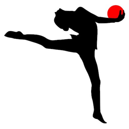 dancing black girl figure - Silhouette girl  gymnast with the ball. Vector illustration. Stock Photo - Budget Royalty-Free & Subscription, Code: 400-08503189