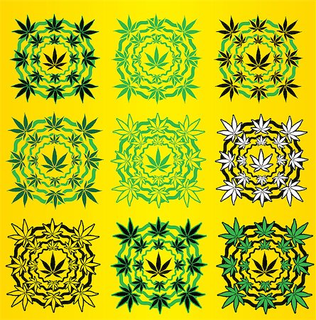 Marijuana leaves design stamps vector illustration Stock Photo - Budget Royalty-Free & Subscription, Code: 400-08503220