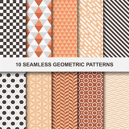 simsearch:400-07746428,k - Vector geometric patterns - seamless. Ten stylish backgrounds for your design and ideas. Foto de stock - Super Valor sin royalties y Suscripción, Código: 400-08503415