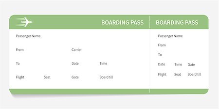 simsearch:400-08503492,k - Airline boarding pass. Green ticket isolated on grey background. Vector illustration Stock Photo - Budget Royalty-Free & Subscription, Code: 400-08503491