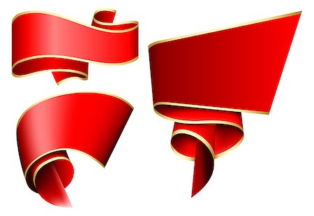 simsearch:400-08260320,k - Collection of 3 red ribbon. Vector illustration Photographie de stock - Aubaine LD & Abonnement, Code: 400-08503620