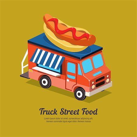 simsearch:400-08936874,k - Mobile food Van, Food Truck vector illustration Foto de stock - Royalty-Free Super Valor e Assinatura, Número: 400-08503797