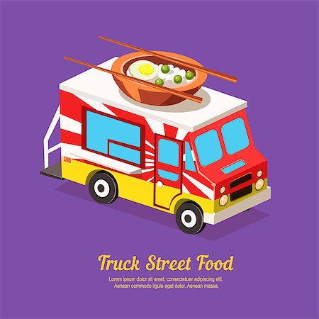 simsearch:400-08503801,k - Mobile food Van, Food Truck vector illustration Foto de stock - Royalty-Free Super Valor e Assinatura, Número: 400-08503799